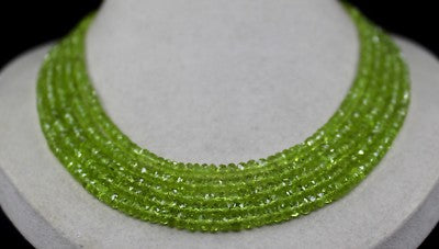 Natural Peridot Faceted Round Beads 389 Ct Green Gemstone Necklace