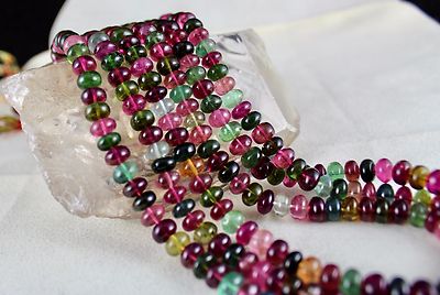 Certified Natural Multi Tourmaline Necklace 832 Ct Round Beaded A+ Gemstone