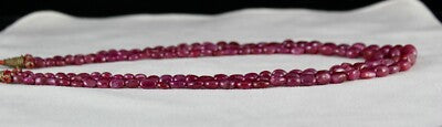 Certified Natural Ruby Beads Necklace 438ct Long Cabochon Fashion Jewelry