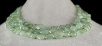 Natural Aventurine Jade 874 Ct Fancy Cabochon Beads Gemstone Necklace