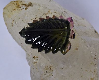 Natural Multi Tourmaline Carved Leaf Pendant 30x23mm 20.35ct Gemstone Design