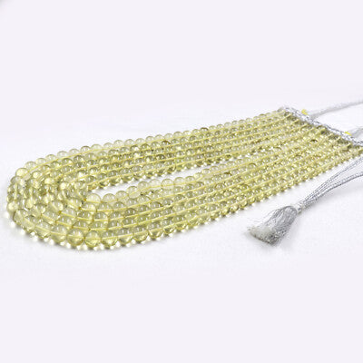 Lemon Quartz Necklace 834 Ct Natural Gem Beads Round Yellow Fashion Jewelry
