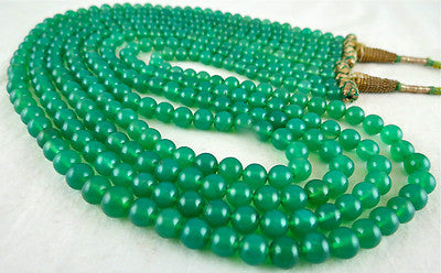 Green Onyx Round Beads 4 Line 482ct Gemstone Semi-precious Necklace