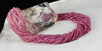 Certified Natural Pink Tourmaline 687 Ct Beads Faceted Sterling Silver Necklace