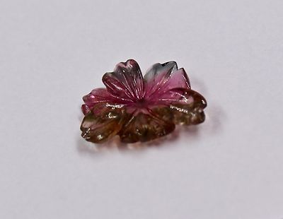 Natural Multi Tourmaline 16 Ct Carved Flower Gemstone For Ring Pendant
