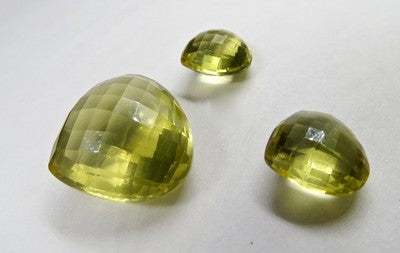 Lemon Quartz Faceted Drops 3 Pcs Gemstone Carat Weight For Pendant & Earring Set