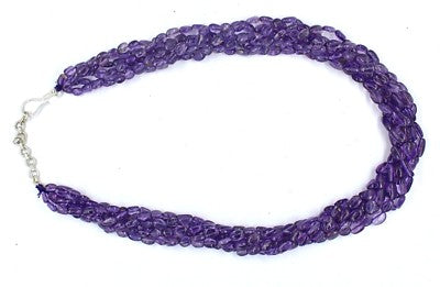 Sterling Silver Natural Amethyst Beads 628 Ct Cabochon Necklace For Women