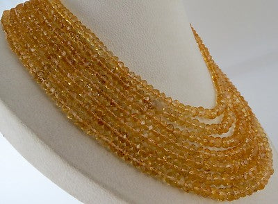Certified Natural Citrine Faceted Beads Round Necklace 885 Ct Gemstone String
