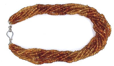 10 Line Natural Citrine Beads Necklace 680ct Sterling Silver Fashion Jewelry