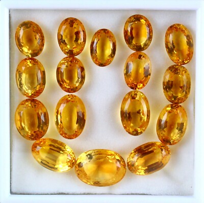 Certified Yellow Citrine Oval Cut 16 Pcs 256ct Gemstone Necklace For Women