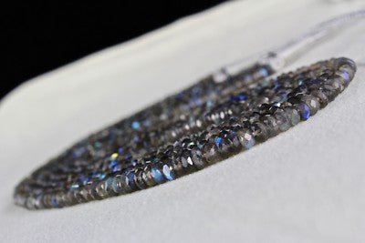 Natural Labradorite Faceted Round Bead Necklace 469 Carats Gemstone 5 Line