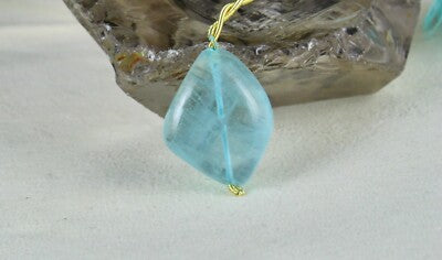 Natural Blue Aquamarine 40.45 Ct Drilled Nugget Gemstone Bead Pendant