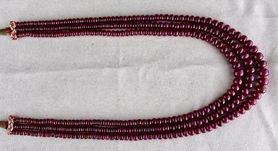 Certified Natural Untreated Ruby Beads 3 Line 602ct Ladies Necklace For Wedding