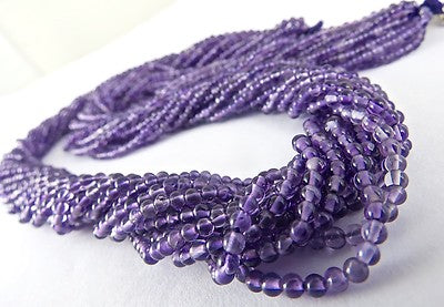 Sterling Silver Natural Amethyst Beads Necklace 290ct Round 11 Line For Women