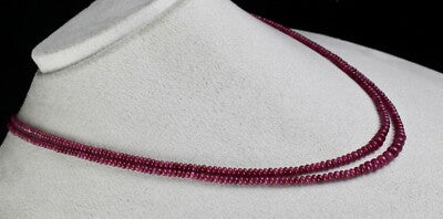 Natural Untreated Ruby Beads Round 120ct 2 Line Gemstone Ladies Necklace
