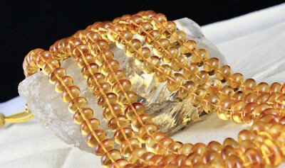 Certified Natural Yellow Citrine Beads 935 Ct Round Statement Necklace For Women