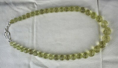 Certified Natural Lemon Quartz 496ct Carved Semi Precious Gemstone Necklace