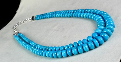 Certified Round Turquoise Beads 542 Ct Sterling Silver Vintage Necklace