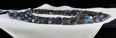 Certified Natural Black Labradorite 1504 Ct Faceted Gemstone Beads Necklace