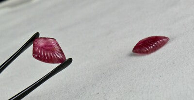 Natural Pink Tourmaline Carved Leaves Gemstone For Earring Design 21.63 Ct