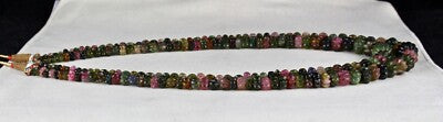 Certified Natural Multi Tourmaline 602 Ct Carved Beads Gemstone Necklace
