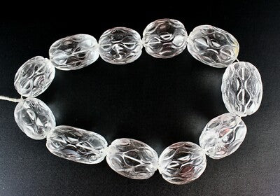 Certified Natural White Rock Crystal Quartz Oval Beads 11pcs 2990ct Gemstone