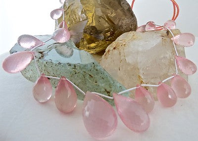Certified Natural Rose Quartz 402 Ct Teardrop Beaded Gemstone Necklace