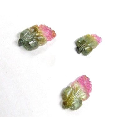 Natural Multi Tourmaline Leaves 10.64 Ct Carved Gemstone For Earrings/pendant