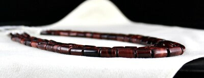 Natural Red Tiger Eye 545ct Fancy 3 Line Ladies Gemstone Necklace