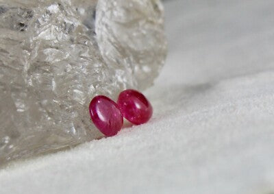 Certified Natural Burmese Ruby Pear Cabochon 4.62ct Gemstone Pair Earring Design