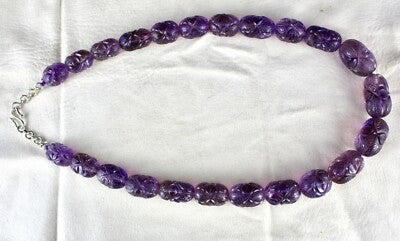 Certified Natural Amethyst 922 Ct Engraved Sterling Silver Antique Necklace