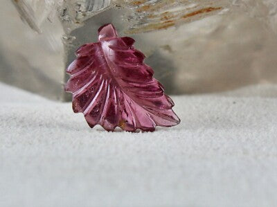 Natural Pink Tourmaline 5.44 Ct Carved Leaf Gemstone For Pendant Ring