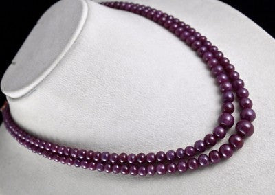 Certified Natural Ruby Beads Round 432 Ct Red Gemstone Necklace For Women