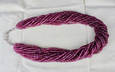 Certified Natural Pink Tourmaline 868ct Beaded Necklace Sterling Silver Clasp