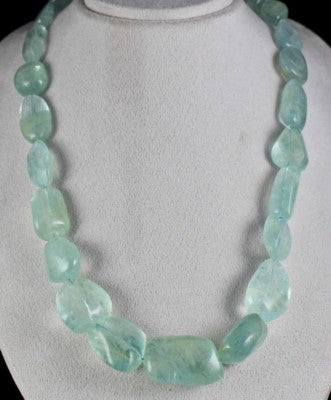 Certified Natural Blue Aquamarine Nugget Beads 1236 Ct Loose Gemstone Necklace