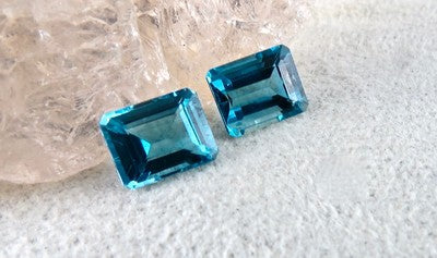 Blue Topaz Octagon Cut 4 Pcs, 28.9 Ct Gemstones For Pendant, Earring, Ring Set