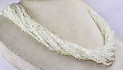 Natural White Moonstone Tube Beads Necklace 15 L 837 Ct Fashion Gemstone