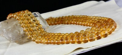 Natural Yellow Citrine 1446 Ct Faceted Round Beads Necklace Gemstone For Women