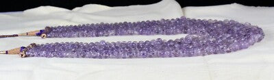 Natural Amethyst Beads Carved Melon Necklace 7l 1024ct Gemstone Antique Fashion