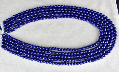 Certified Natural Blue Lapis Lazuli 851 Ct Beads Round 9mm Gemstone Necklace