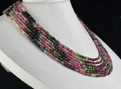 Natural Multi Colour Tourmaline 467ct Faceted Beads Gemstone Necklace