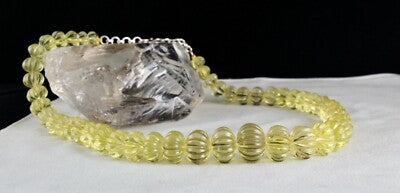 Certified Natural Lemon Quartz Beads Necklace 820 Ct Semi-precious Gemstone
