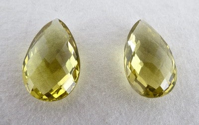 Natural Lemon Quartz Pear Pair 25mm 45ct Gemstone For Earring