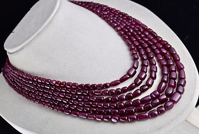 Certified Natural Untreated Ruby 1097 Ct Tumble Long Beads Red Gemstone Necklace