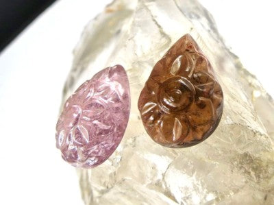 Natural Tourmaline Carved Pear 28.80 Ct Gemstone Designing Pendant Earring