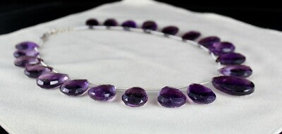 Certified Natural Amethyst Beads Tear Drops 704ct Sterling Silver Necklace 36mm