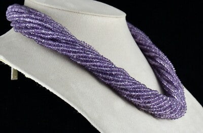 Natural Amethyst Faceted Round Beads 810 Ct Sterling Silver Necklace 20 Line