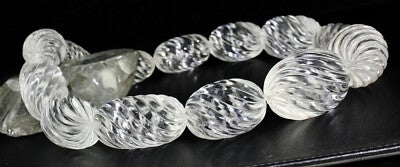 Certified Natural White Rock Crystal Quartz Oval Beads 13 Pcs 3725 Ct Gemstone