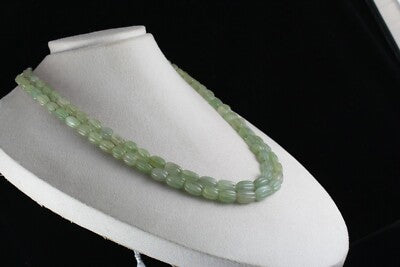 Vintage Natural Aventurine Jade 484 Ct Gemstone Carved Beads Necklace