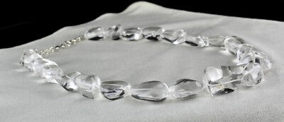 Natural Rock Crystal Quartz 920 Carat Gemstone Necklace Beads Cabochon